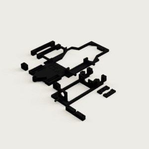 Pack chasis 3D universal M6 + bancada línea basculante Slot racing