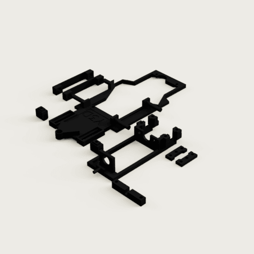 Pack chasis 3D universal M6 + bancada línea basculante Slot racing