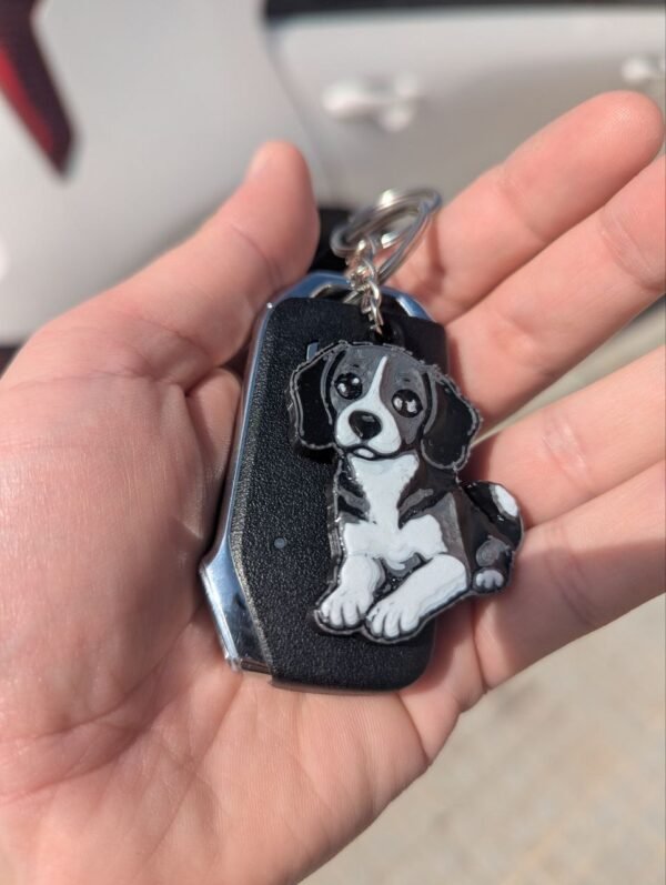 llavero beagle,llavero perro 3D,llavero impreso en 3D,llavero resina,llavero artesanal perro,regalo para amantes de los perros,beagle miniatura,llavero original perro